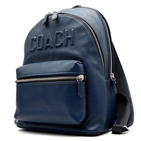 ✨大人気✨COACH コーチ 黒 リュック レザー シボ革 A4可 ロゴ金具 美品 コーチ COACH リュックサック バックパック 型押しロゴ A4 大容量