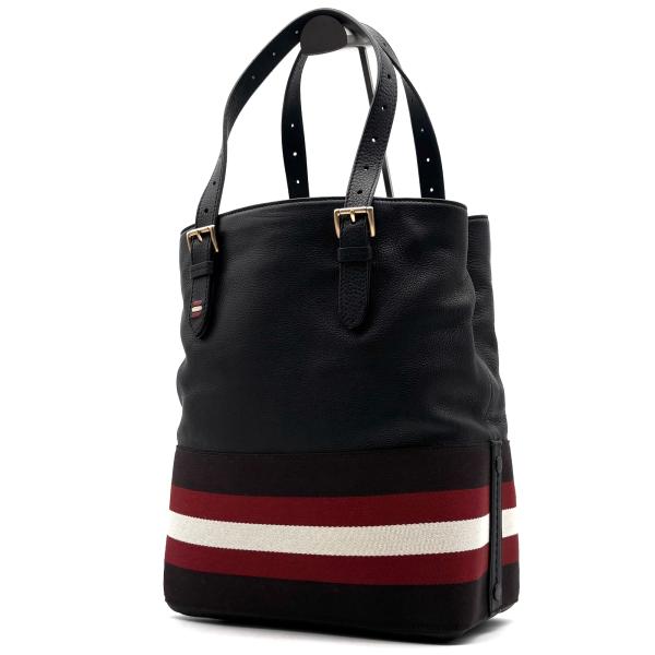 バリー BALLY トレインスポッティング トートバッグ ハンドバッグ レザー ブラック 黒 ストライプ 夏休み 帰省 敬老 秋 ギフト