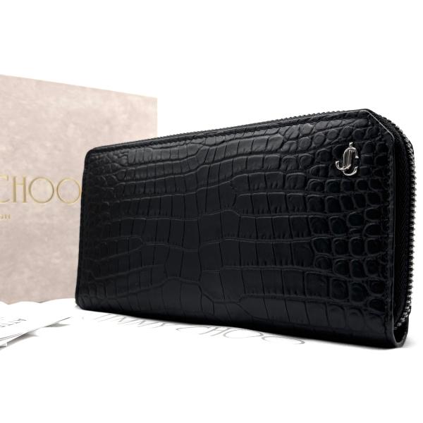 JIMMY CHOO ジミーチュウ CARNABY カーナビー クロコ型押し ラウンド