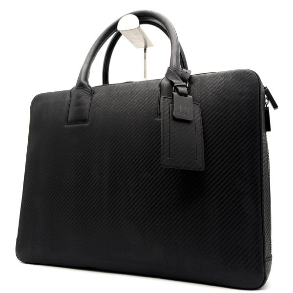ダンヒル　ビジネスバッグ　ブラックブリーフケース　シャーシ　カーボン　レザー ダンヒル dunhill シャーシ ビジネスバッグ ブリーフケース ブラック