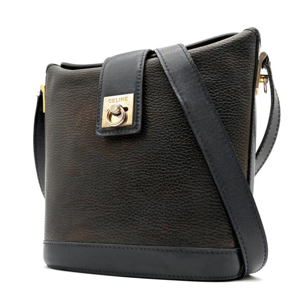 CELINE セリーヌ ショルダーバッグ オールレザー ガンチーニ ロゴ金具