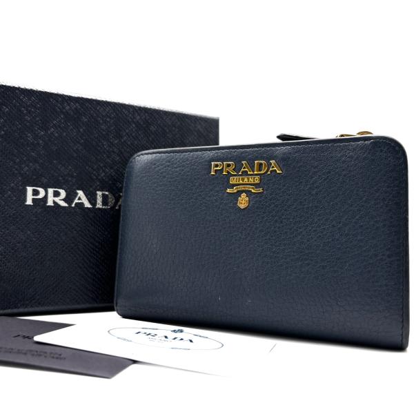 【PRADA】プラダ SAFFIANO L BLUETTE 二つ折り財布 ネイビー レザー/kw0513 PRADA（プラダ） 財布 三つ折り PRADA 1MH021 QWA F0016 BLUETTE