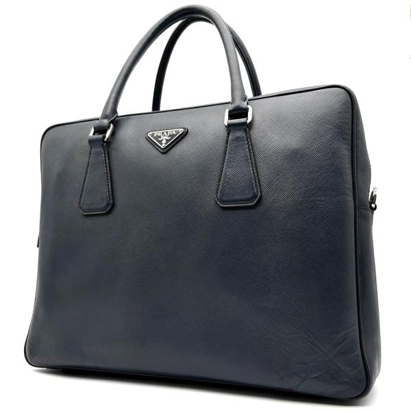 PRADA プラダ ブリーフケース ビジネスバッグ 三角ロゴ プレート 白