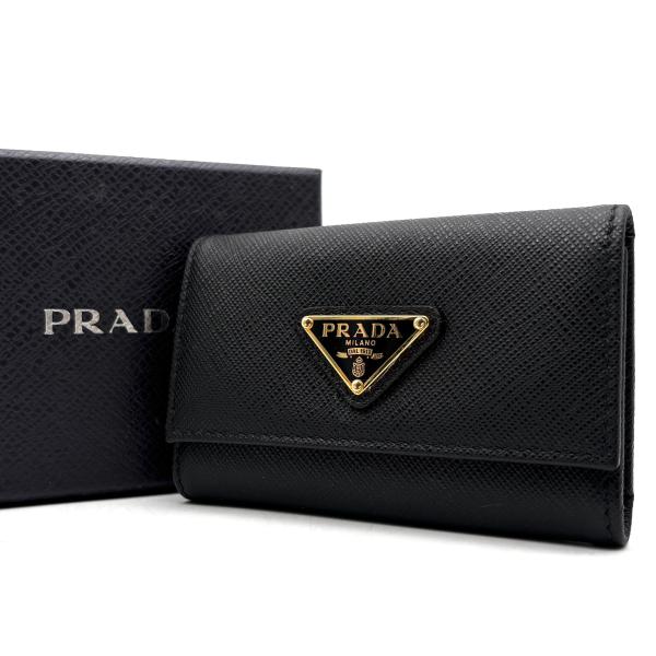 プラダ PRADA 4連 キーケース 三角ロゴ サフィアーノ レザー ブラック