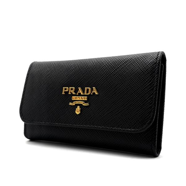 【PRADA】ゴールドロゴリボン6連キーケース ブラックネロサフィアーノレザー プラダ PRADA 6連 キーケース サフィアーノレザー ブラック 黒