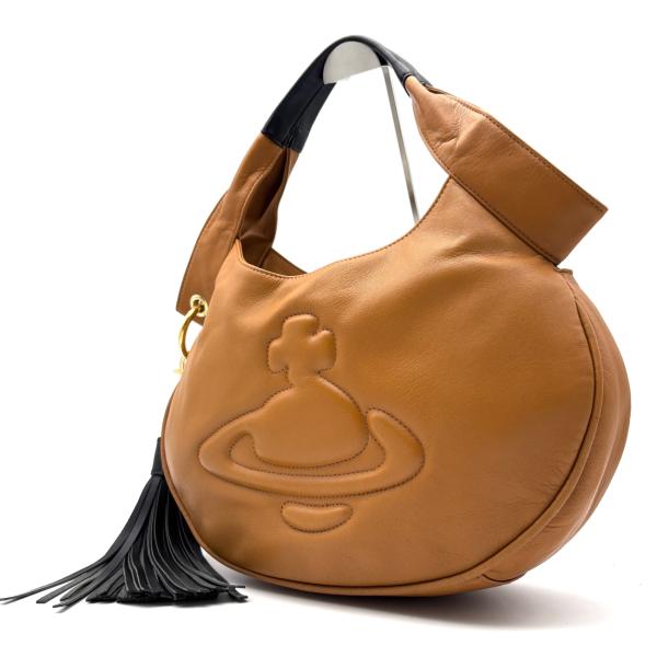 ヴィヴィアンウエストウッド　ホーボーバック　オーブ　エンボス　タッセル　レザー ヴィヴィアンウエストウッド Vivienne Westwood ビッグオーブ タッセル