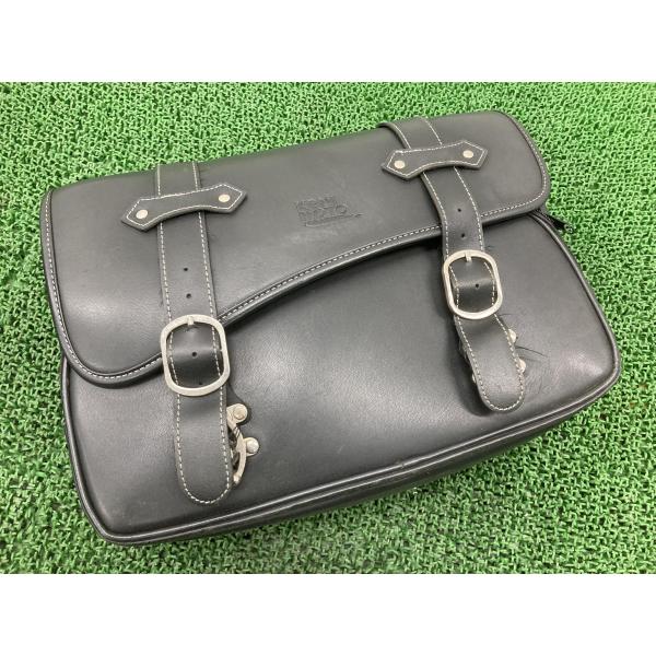 バイク用サイドバック(本革？中古） ケミモト製 サイドバッグ 片側 社外 中古 バイク 部品 KEMIMOTO
