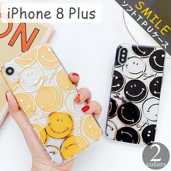 iPhone 8Plus �P�[�X ������� �N���A�P�[�X �X�}�C�� �j�R����� �v���X SMILE �A�C�t�H�� �A�C�z���J�o�[ �X�}�z ����