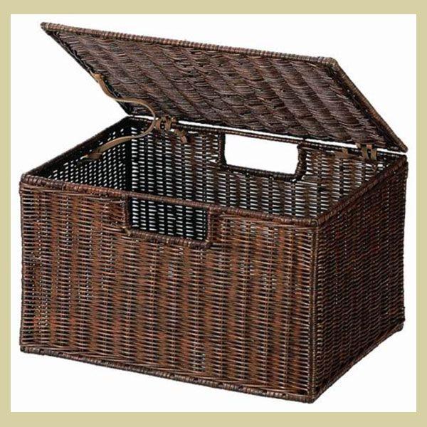 ちどり産業 『ラタン』蓋付き四角タイプ収納「36×26×22cm ちどり産業 『ラタン』蓋付き四角タイプ収納「36×26×22cm