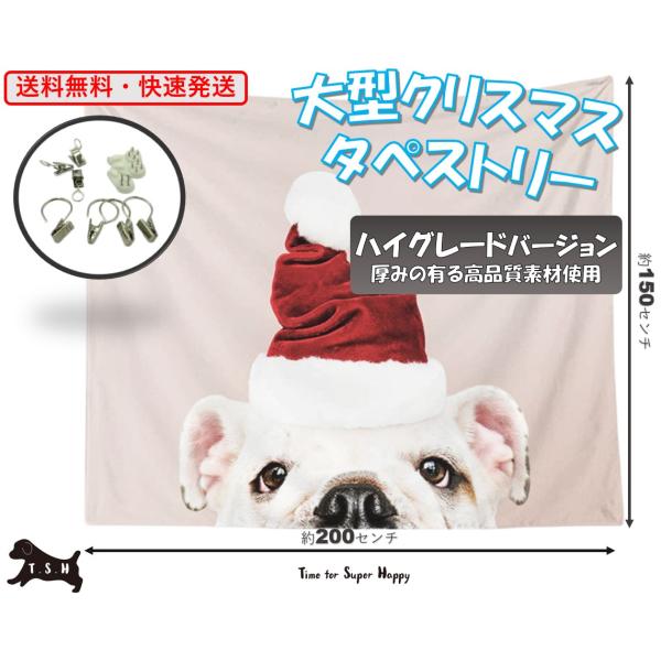 T.S.H 大型クリスマスタペストリーE　150x200cm　設営用クリップ付き　パーティー