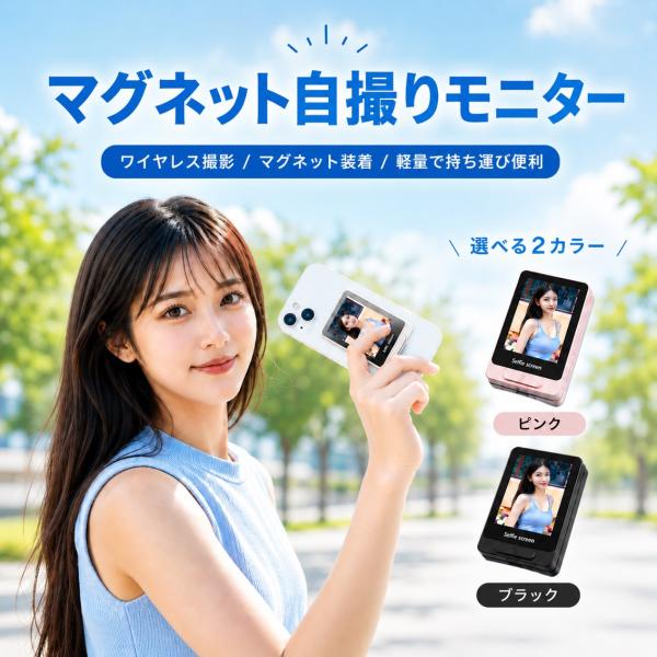 自撮りモニター スマホ 外カメラ セルフィー MagSafe対応 ミラーリング
