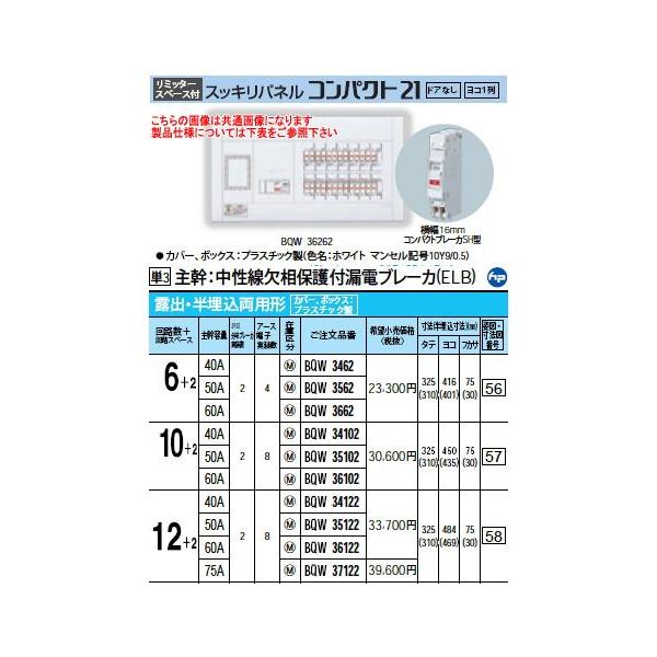 BQW35102 Panasonic �Z��d�� �X�b�L���p�l�� ���~�b�^�[�X�y�[�X�t �W���^�C�v �h�A�Ȃ� �I�o�E���������p�` ��H���F10+2 �劲�e�ʁF50A