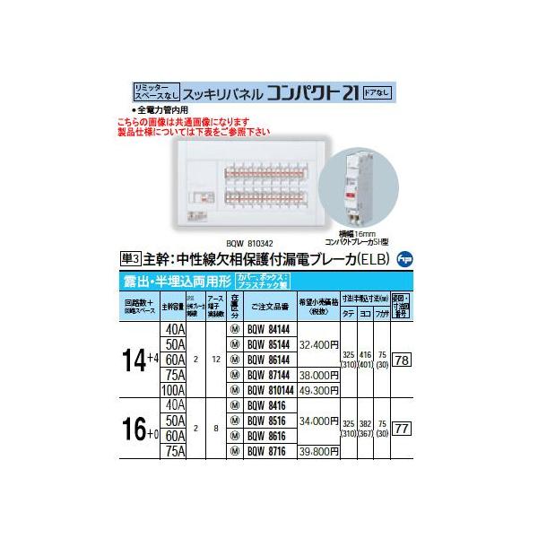 Panasonic（パナソニック） BQW84144 Panasonic 住宅分電盤 スッキリ