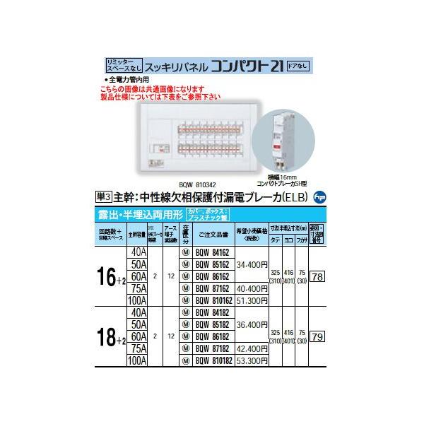 BQW86182 Panasonic �Z��d�� �X�b�L���p�l�� ���~�b�^�[�X�y�[�X�Ȃ� �W���^�C�v �h�A�Ȃ� �I�o�E���������p�` ��H���F18+2 �劲�e�ʁF60A