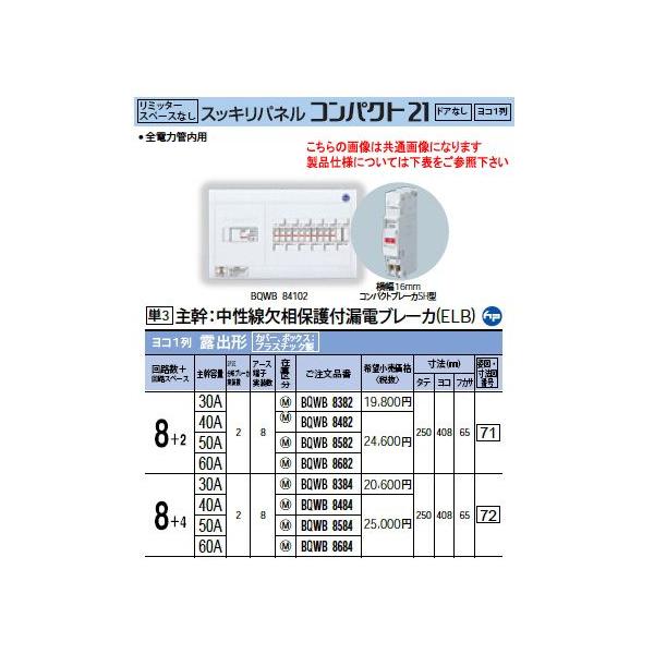 BQWB8484 Panasonic �Z��d�� �X�b�L���p�l�� ���~�b�^�[�X�y�[�X�Ȃ� ���R1��^�C�v �h�A�Ȃ� �I�o�` ��H���F8+4 �劲�e�ʁF40A