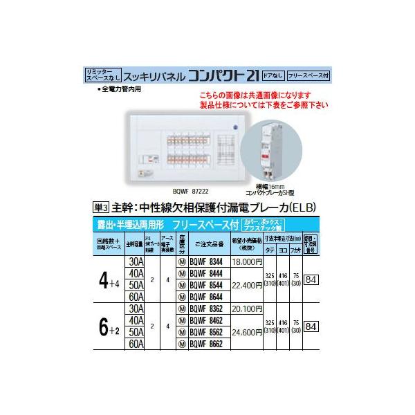 BQWF8362 Panasonic �Z��d�� ���~�b�^�[�X�y�[�X�Ȃ� �t���[�X�y�[�X�t �劲�e��30A(JIS�݊����`)���ڕi �h�A�Ȃ� �I�o�E���������p�` ��H���F6+2