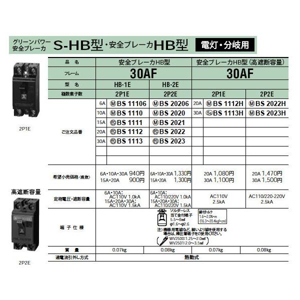 Panasonic �d�ݎ��� �u���[�J ���S�u���[�JHB�^ �d���E����p �ɐ��f�q��2P1E ��i�d��15A BS1111