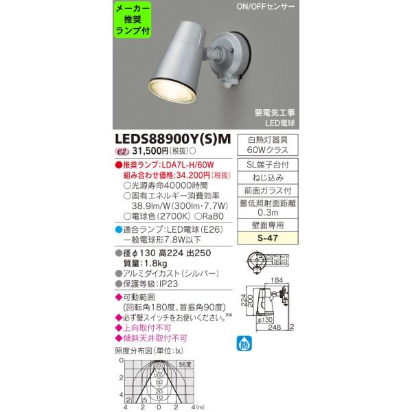 LEDS88900YiSjM (vZbg) AEghACg LEDX|bgCg dF ǖʐp ON/OFFZT[t M60W ŃCebN Ɩ O