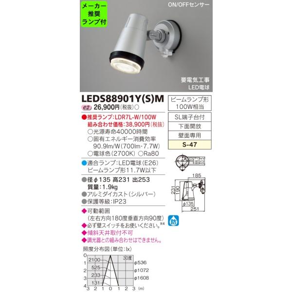 LEDS88901YiSjM (vZbg) LEDX|bgCg dF ǖʐp ON^OFFZT[t r[v`100W ŃCebN Ɩ OpƖ