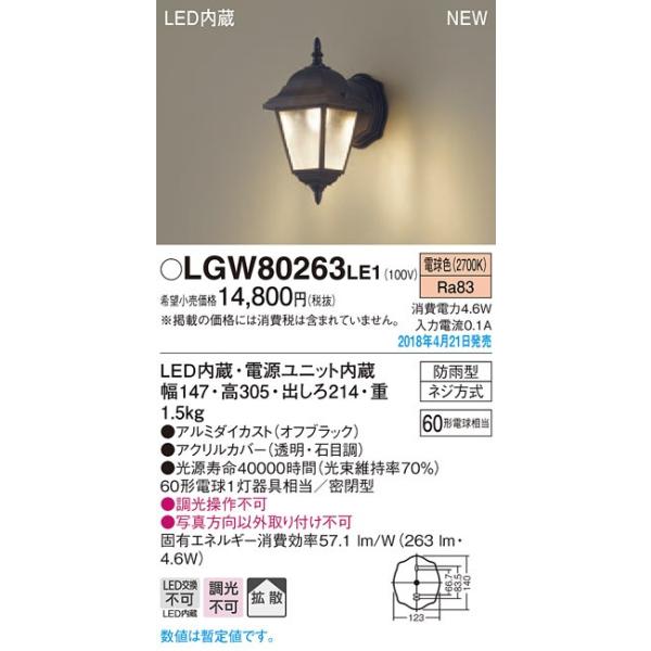 LGW80263LE1 GNXeA LED|[`Cg dF 񒲌 gU^Cv ^ hJ^ Md60`1 Panasonic Ɩ Op ֓