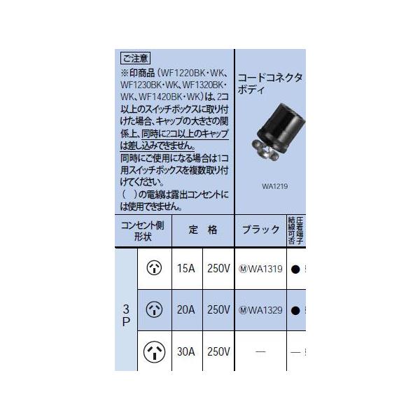 WA1319 �R�[�h�R�l�N�^�{�f�B 3P 15A 250V Panasonic �d�ݎ��� �ݔ��H���p�z�����