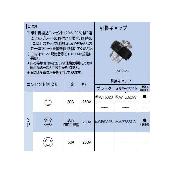 WF6331W ���|�L���b�v 3P 30A ���z�H�K�i 250V Panasonic �d�ݎ��� �ݔ��H���p�z�����