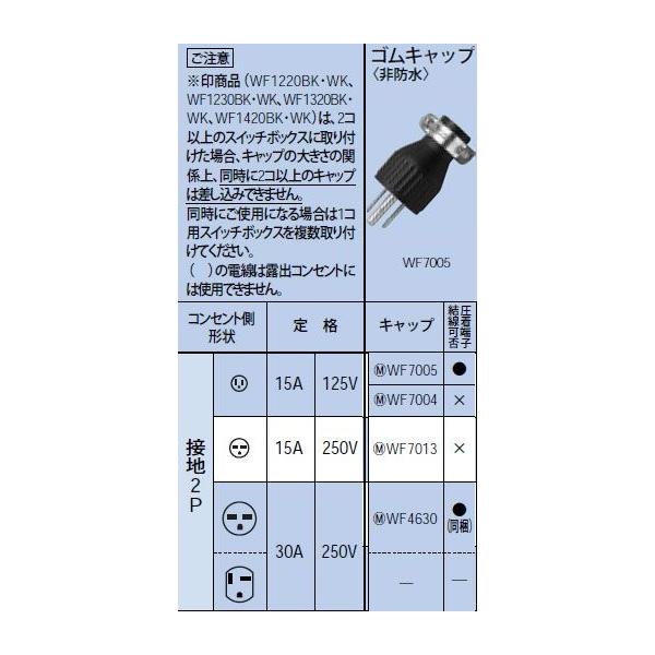 WF7004 �S���L���b�v����h���� �ڒn2P 15A 125V Panasonic �d�ݎ��� �ݔ��H���p�z�����