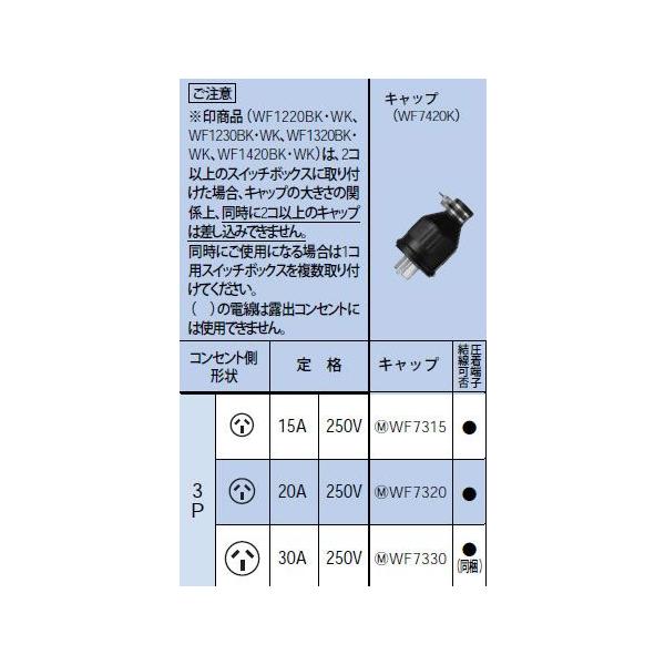 WF7320 �h���S���L���b�v 3P 20A 250V Panasonic �d�ݎ��� �ݔ��H���p�z�����