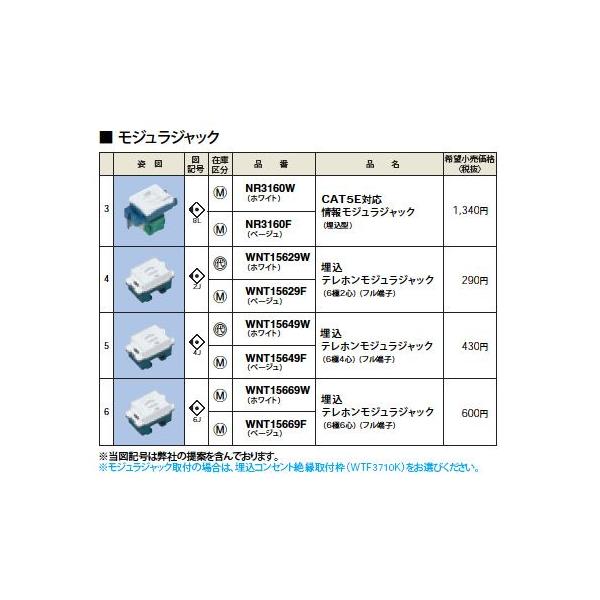 Panasonic（パナソニック） WNT15629W テレホンモジュラジャック 6極2