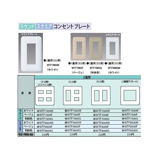 WTF8005F コンセントプレート スクエア 5コ用 Panasonic 電設資材 コスモシリーズ ワイド21配線器具