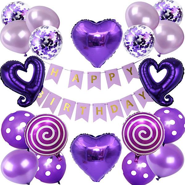 バースデーバルーン 誕生日飾り付け パープル フラグ 風船 ガーランド 紫 パーティー装飾 Happy Birthday プロポーズ ハート Pf 11 Tss Moreヤフー店 通販 Yahoo ショッピング