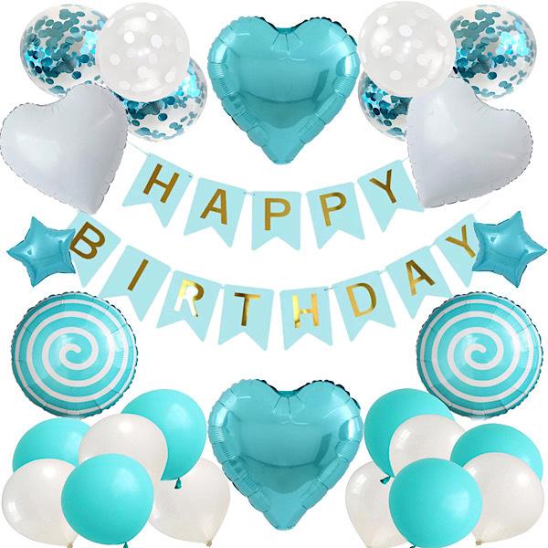 誕生日バルーン バースデー飾り付け 風船室内装飾 パールブルー ホワイト フラグ ガーランド Happy Birthday ベイビーブルー Sp 1119 Tss Moreヤフー店 通販 Yahoo ショッピング