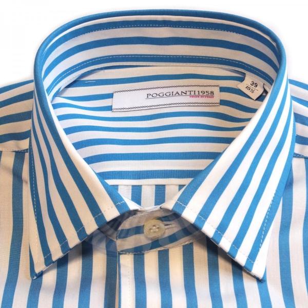 ドレスシャツ メンズ Poggianti1958 ポッジャンティ1958 白xターコイズブルーのストライプシャツ 長袖 コットン ワイシャツ Buyee Buyee Japanese Proxy Service Buy From Japan Bot Online