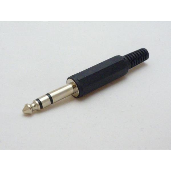 【6.3mm ステレオプラグ 八角柄 プラスチック】オーディオケーブルの自作に。回すと外れるので、ケーブルを通してから、はんだ付けしてください。使用可能ケーブル径は5.5mm程度です（実測）（MVVS　0.3sq×2芯シールド等）