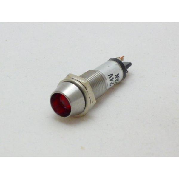 定格電圧：DC24V（赤色に塗られている端子がプラスです）定格電流：10mA耐電圧：AC 500V 1分間絶縁抵抗：DC 500V 100MΩ 以上発光色：赤本体材質：真鍮スズコバルトメッキ製品は改良の為、予告なく仕様変更される場合がありま...