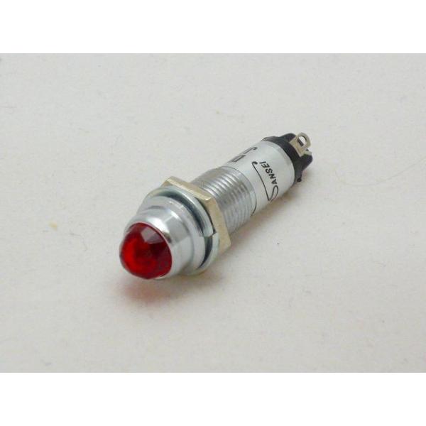 定格電圧：DC12V（赤色に塗られている端子がプラスです）定格電流：10mA耐電圧：AC 500V 1分間絶縁抵抗：DC 500V 100MΩ 以上発光色：赤本体材質：真鍮スズコバルトメッキ（レンズ：ポリカーボネイト）製品は改良の為、予告な...