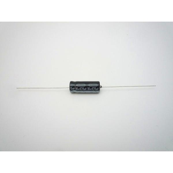 横型電解コンデンサ小型アルミニウム電解コンデンササイズ　Φ8mm x 20mm使用温度範囲　-25 〜 +105℃定格電圧　16V静電容量　470μF静電容量許容差　±20％（20℃，120Hz)特長 FEATURE・民生機器用標準品・10...