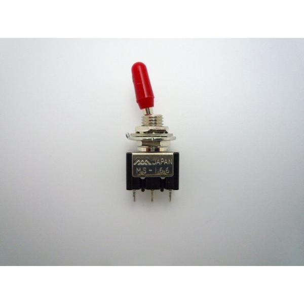 メーカー：ミヤマ電器型番：MS-166-R（MS166R）回路：SPDT（3P）スイッチ特性：ON-ONレバーカラー：赤（Red）レバー倒れ角度：24°±4°端子形状：半田端子電流容量：10A.125V.AC絶縁抵抗：DC.500V 100...