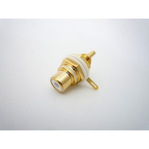 RCAピンジャック 白色絶縁用ワッシャ付き（パネル取付穴径：φ9.5mm）★仕入れのタイミングによって金メッキ部分等の色味が変わることがございます。