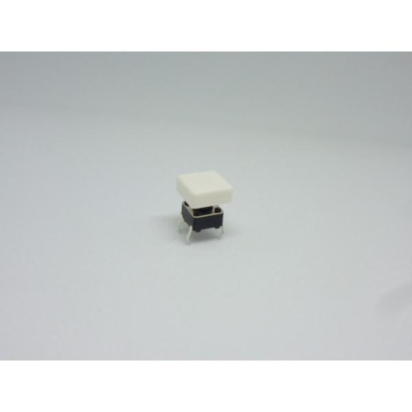 6mm×6mm　基板用(2.54mmピッチ)のタクトスイッチです。輸入品スイッチ動作：モーメンタリ(押したときにON)キャップ色：白高さ：7.3mm(キャップ付高さ：8.7mm)ネコポス発送可能です。