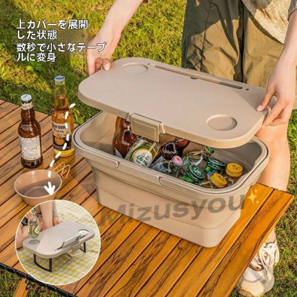 折り畳みピクニックバスケット ピクニックバスケット (本体)幅44×奥行26.0×高さ8~23cm (テーブル)幅44×奥行16×高さ3~14.5cm 防災 折りたたみ品番：banlt188カラー：グリーンカーキ