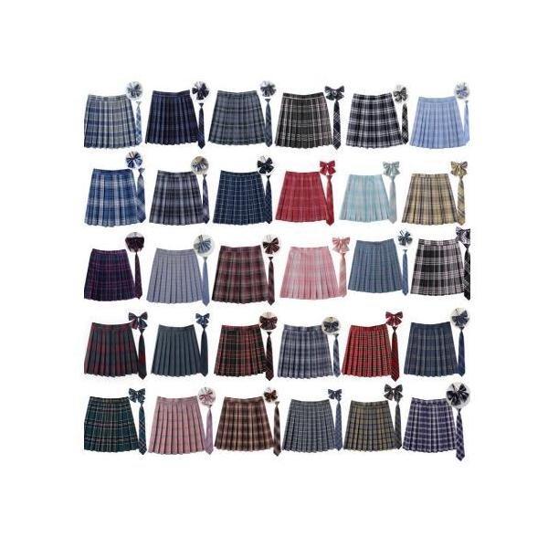 制服スカート チェック柄 スクール レディース  高校生/中学生 通学 女子高生 制服 リボン付き風 学生服 年間使いやすい きれいめ コスプレにも
