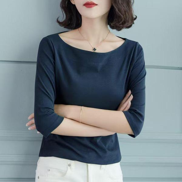長袖tシャツ 春 長袖 秋 Tシャツ 夏 重ね着 ボートネック カットソー 七分袖tシャツ レディース Tシャツ tシャツ 七分袖 インナー カットソ