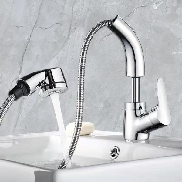 混合水栓 シングルレバー 蛇口 キッチン/洗面/浴室  シャワー水栓 ホース引出し式 高さ調節 台付 おしゃれ 交換自分で 取付簡単 節水にも便利