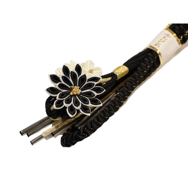帯締め 高級 振袖 水引き つまみ細工 パール 黒 日本製 新品