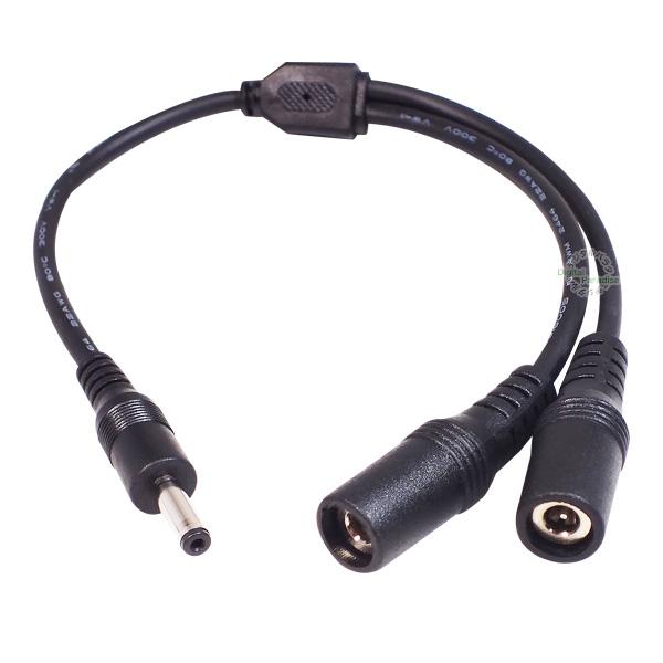 2分岐電源ケーブル 外径3.8mm内径1.4mm オス-メスx2 COMON 3814M-Y