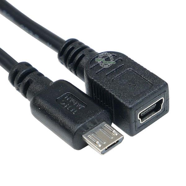 Mini B-MicroB 5pinフル結線ケーブル 20cm ミニB 5pin(メス)-マイクロB