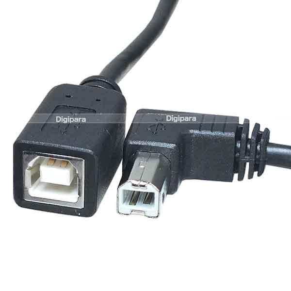 直角左折USBケーブル 15cm USB2.0B L型(オス)-USB2.0B (メス