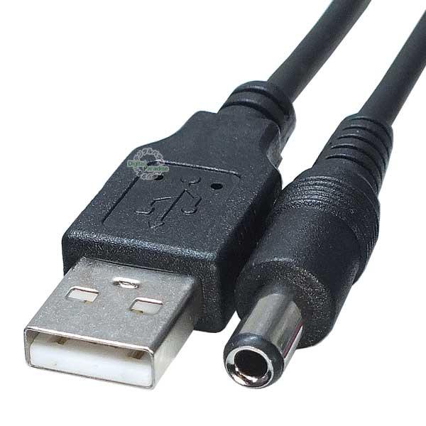 外径5.5mm内径2.1mmDC端子-USB A(オス)電源ケーブル 3m USB充電器や