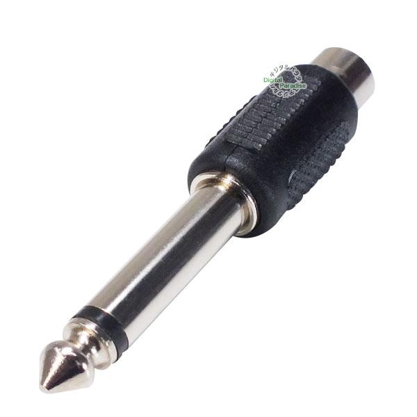 RCA端子→6.3mmモノラル端子変換アダプタ【製品特徴】・RCA端子(メス)・6.3mmモノラル(２極)端子(オス)・RoHS対策済品【使用例】オーディオ・延長等にも利用可能RCAデータを6.3mmモノラル端子へ変換、音楽機器・計測機器等...